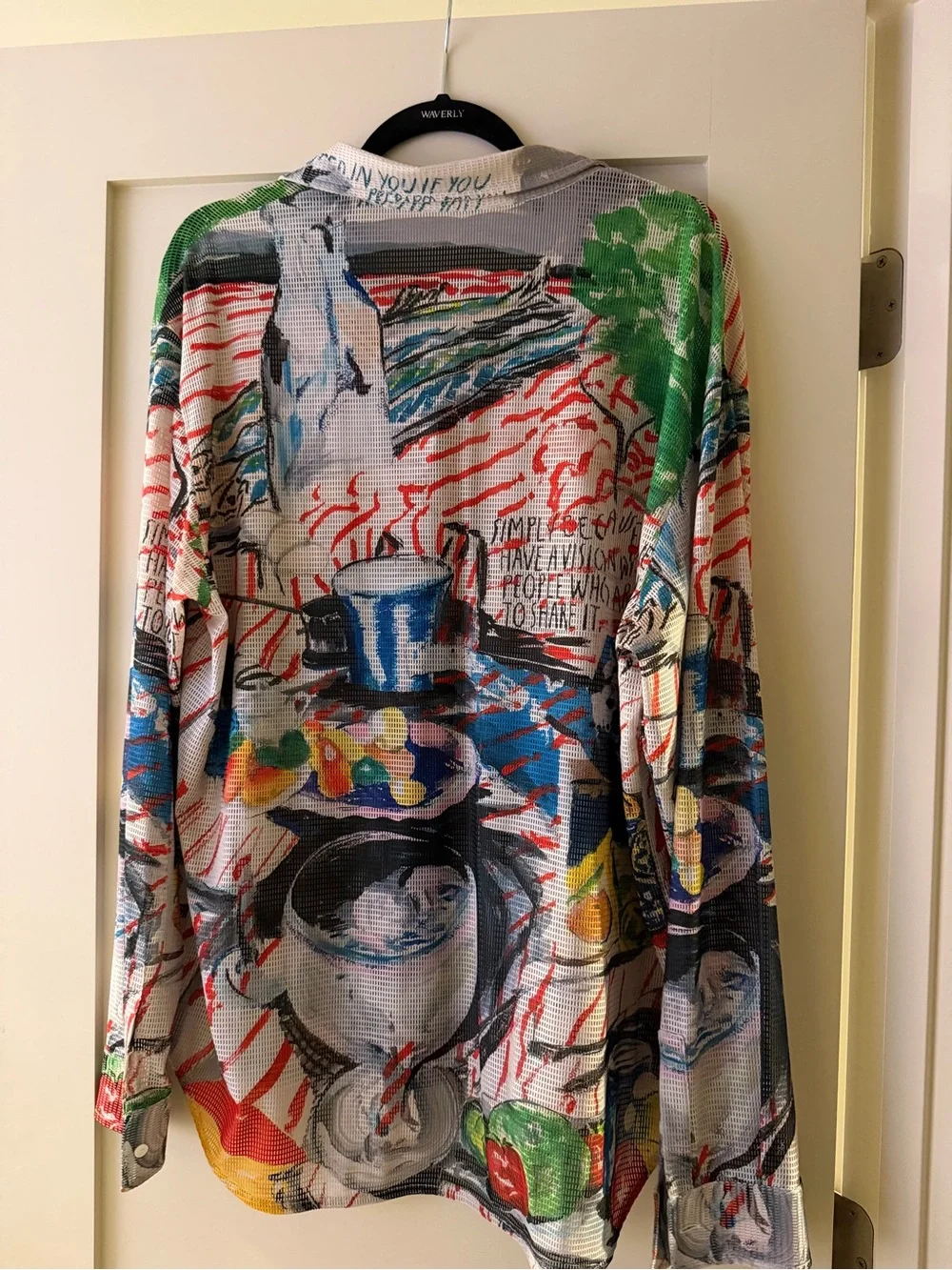Dior x Raymond Pettibon Abstract Multicolor Men's Button-Up Mesh Shirt